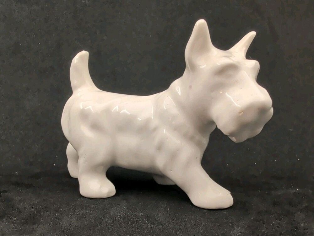Vtg Ceramic WHITE SCOTTY TERRIER Dog Figurine 4”